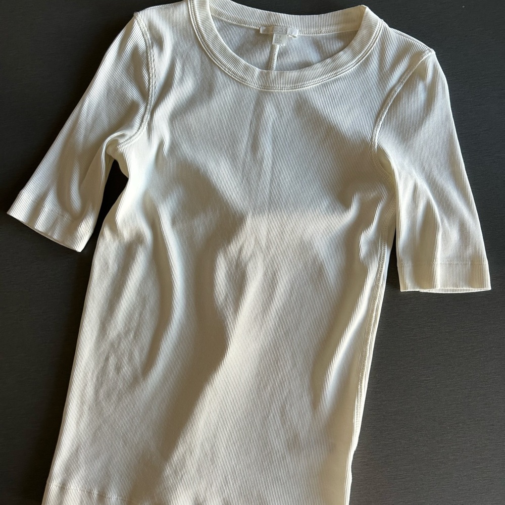 COS Off White Ribbed Crew Neck Top - Picture 5 of 7